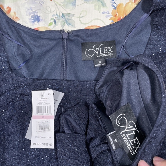 NWT $209 Alex Evenings [ 10 ] Sequin Mock Gown with Jacket in Navy Blue‎ - Picture 5 of 13